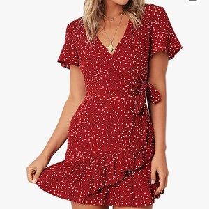 Red and white polka dot dress